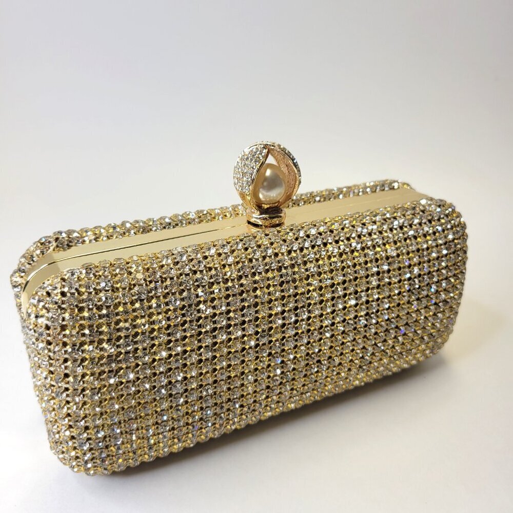 Gold Purse Evening Clutch Sparkly Wedding Cocktail Handbag